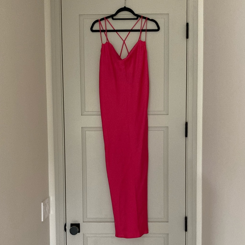 Zara Hot Pink Slip Dress (Size L, NWT)
